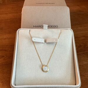 Marco Bicego 18k Gold Diamond Pave Disk Pendant Necklace